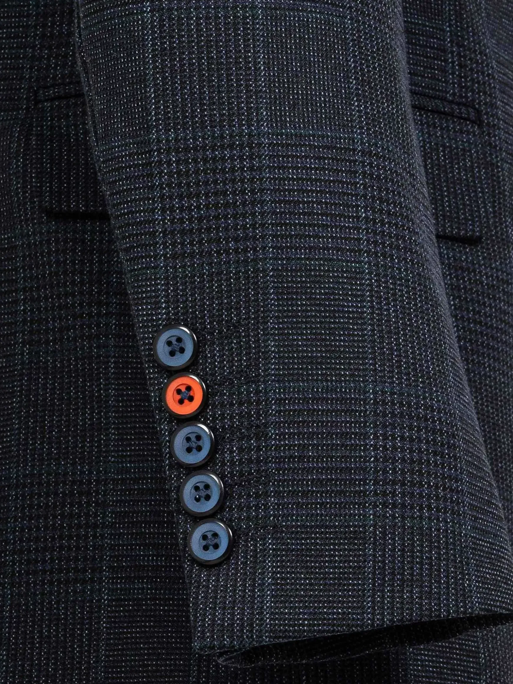 Amalfi Glen Check Wide Lapel Navy Suit Colbert