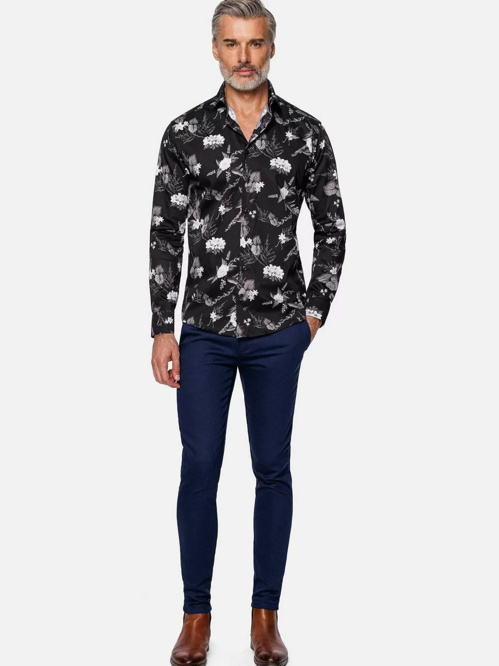 Astoria Floral Black Overhemd Lange Mouw