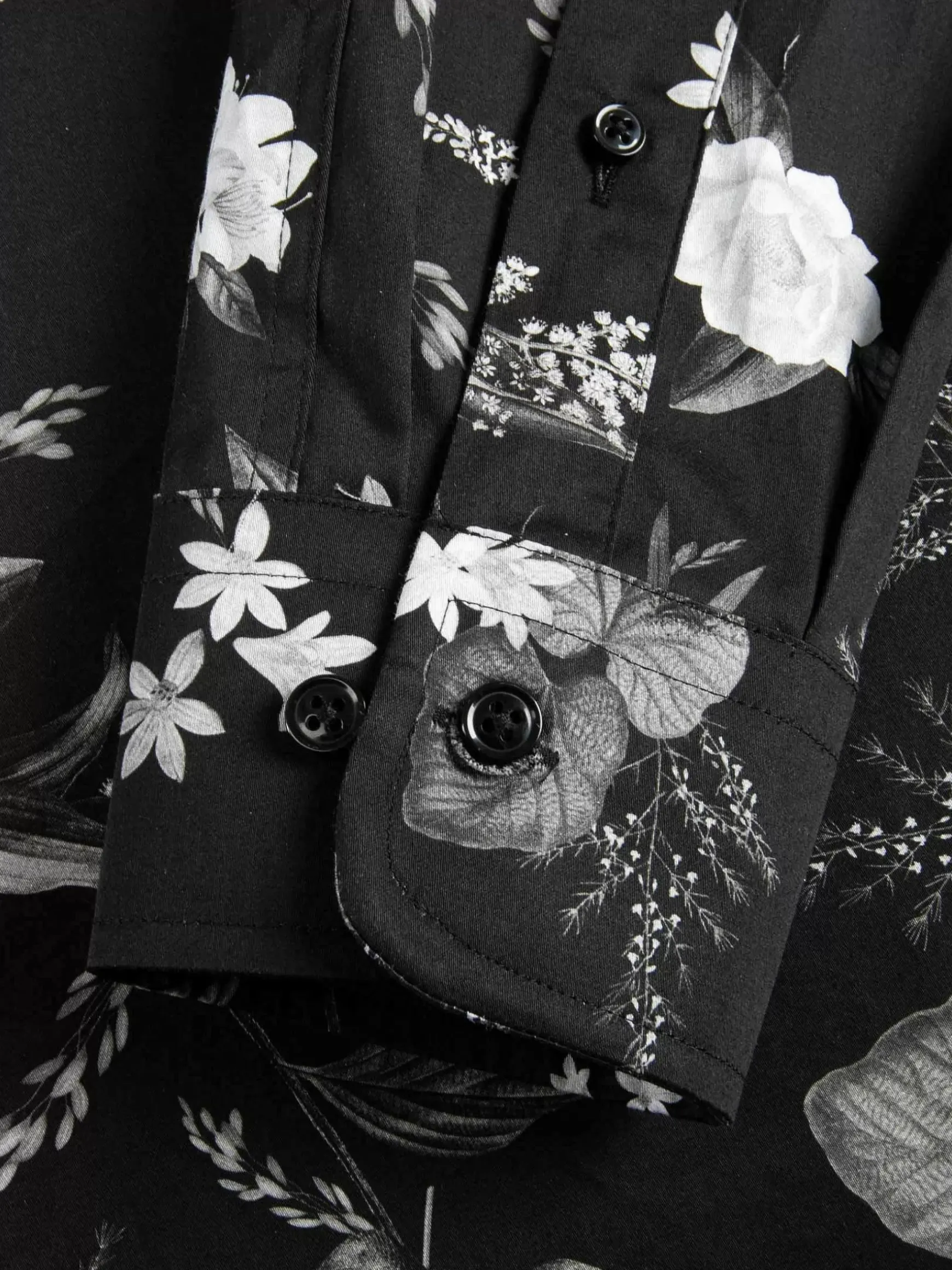Astoria Floral Black Overhemd Lange Mouw