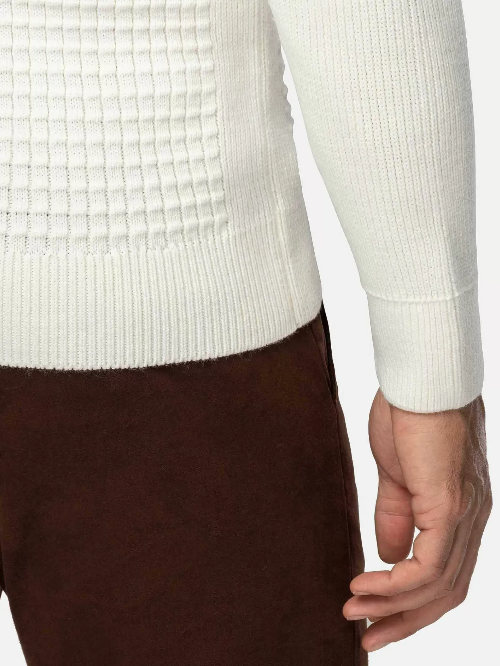 Dover Slim Fit V-Neck Off-White Truien