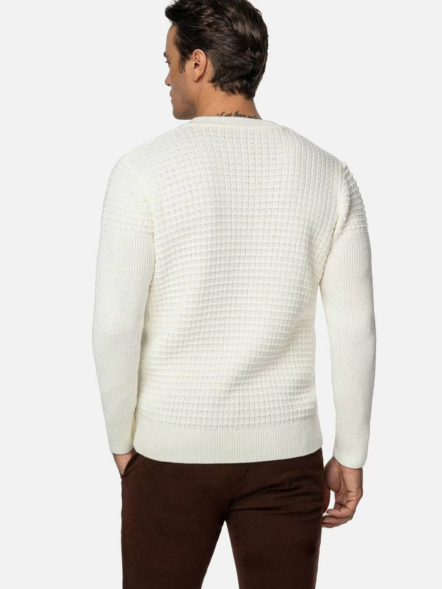 Dover Slim Fit V-Neck Off-White Truien