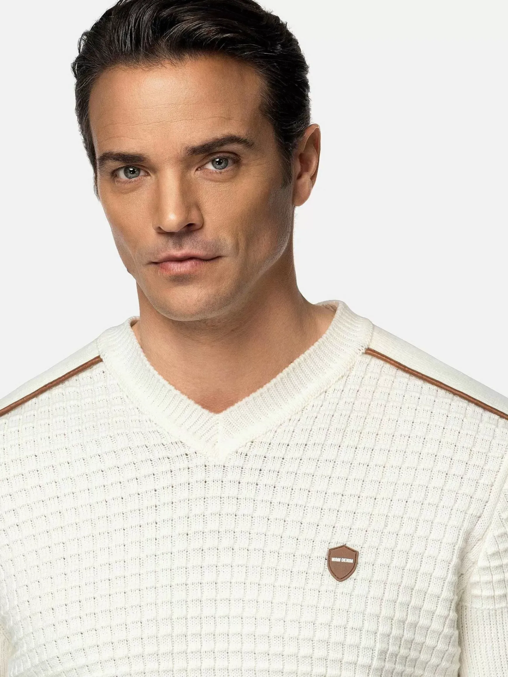 Dover Slim Fit V-Neck Off-White Truien