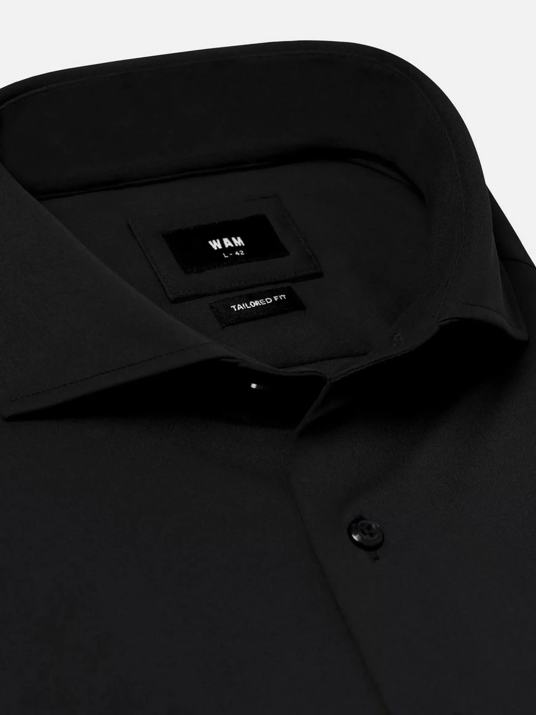 Everest Spread Collar Black Overhemd Lange Mouw