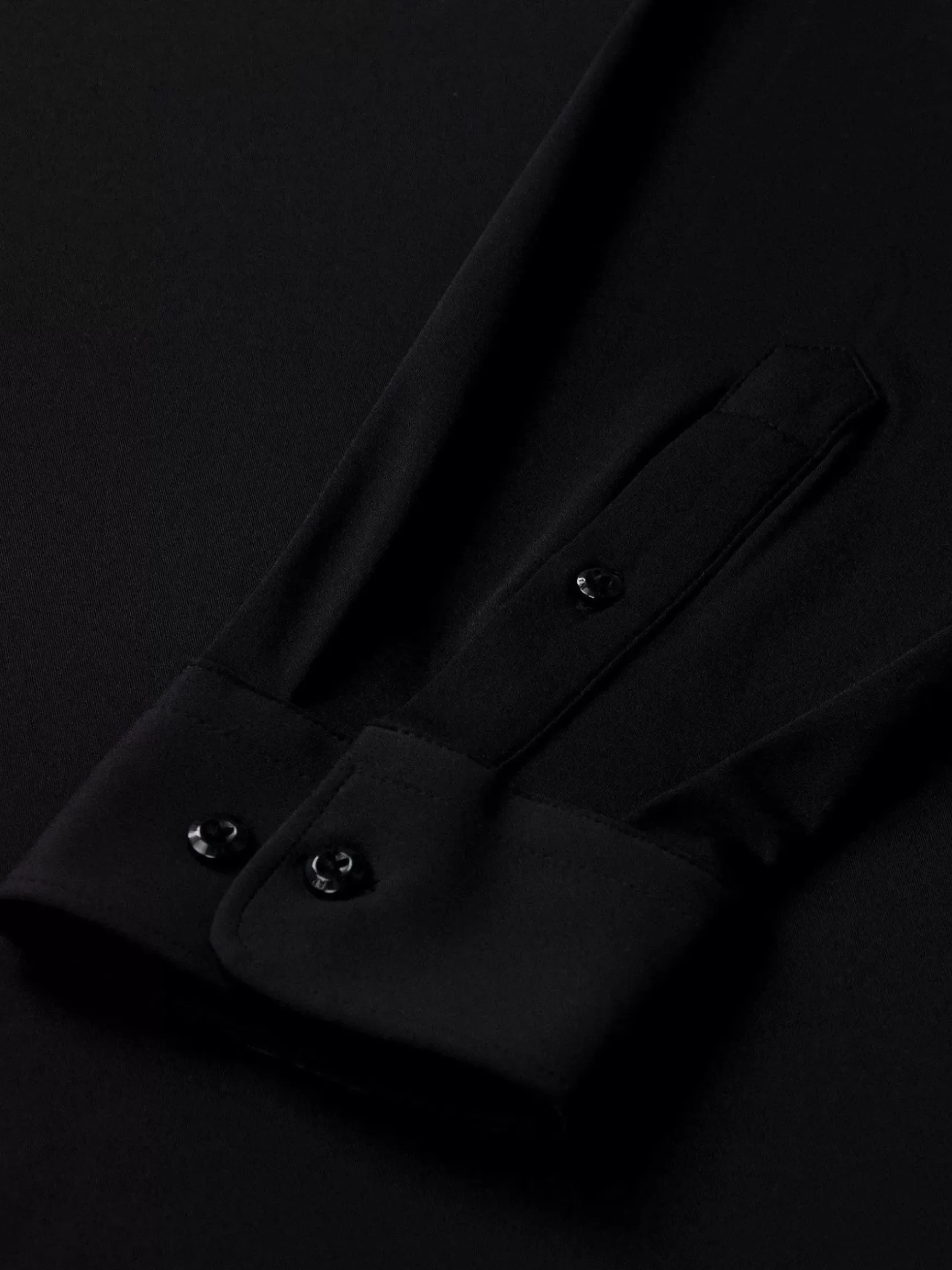 Everest Spread Collar Black Overhemd Lange Mouw