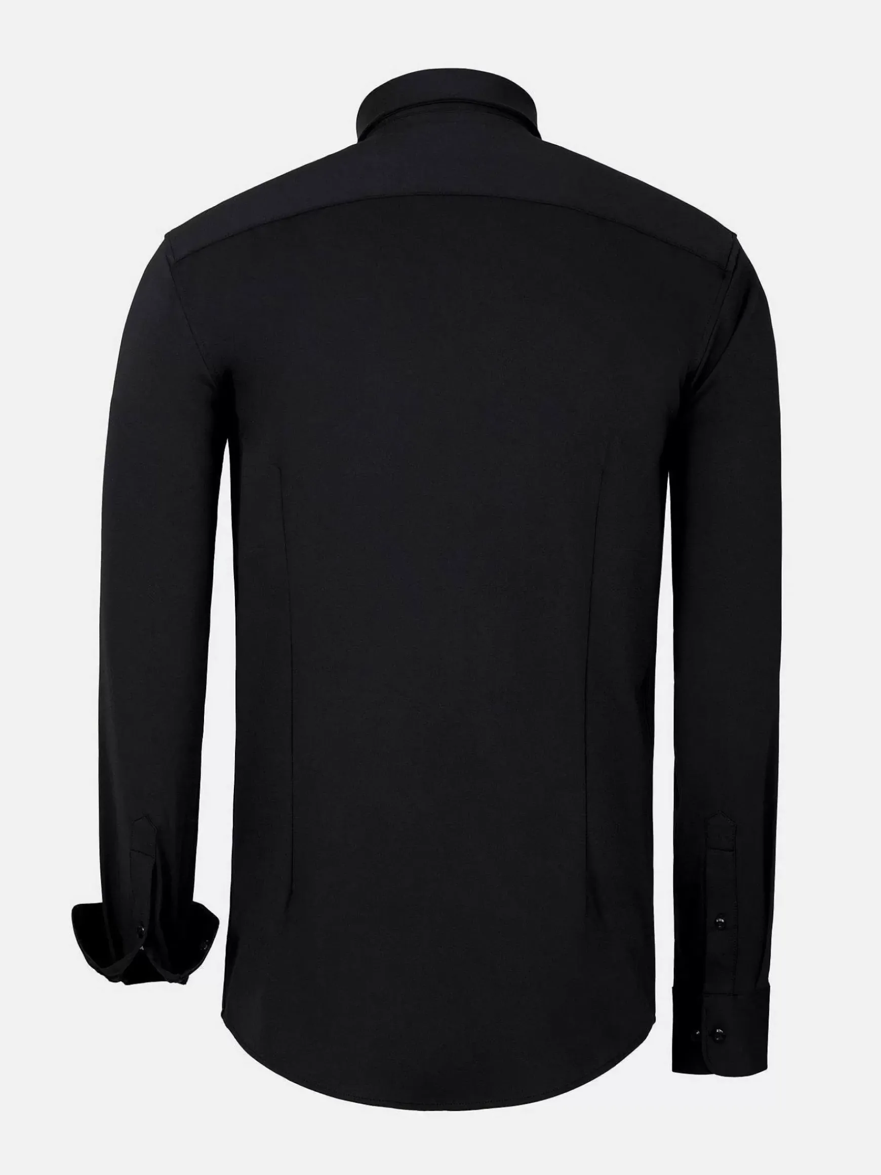 Everest Spread Collar Black Overhemd Lange Mouw