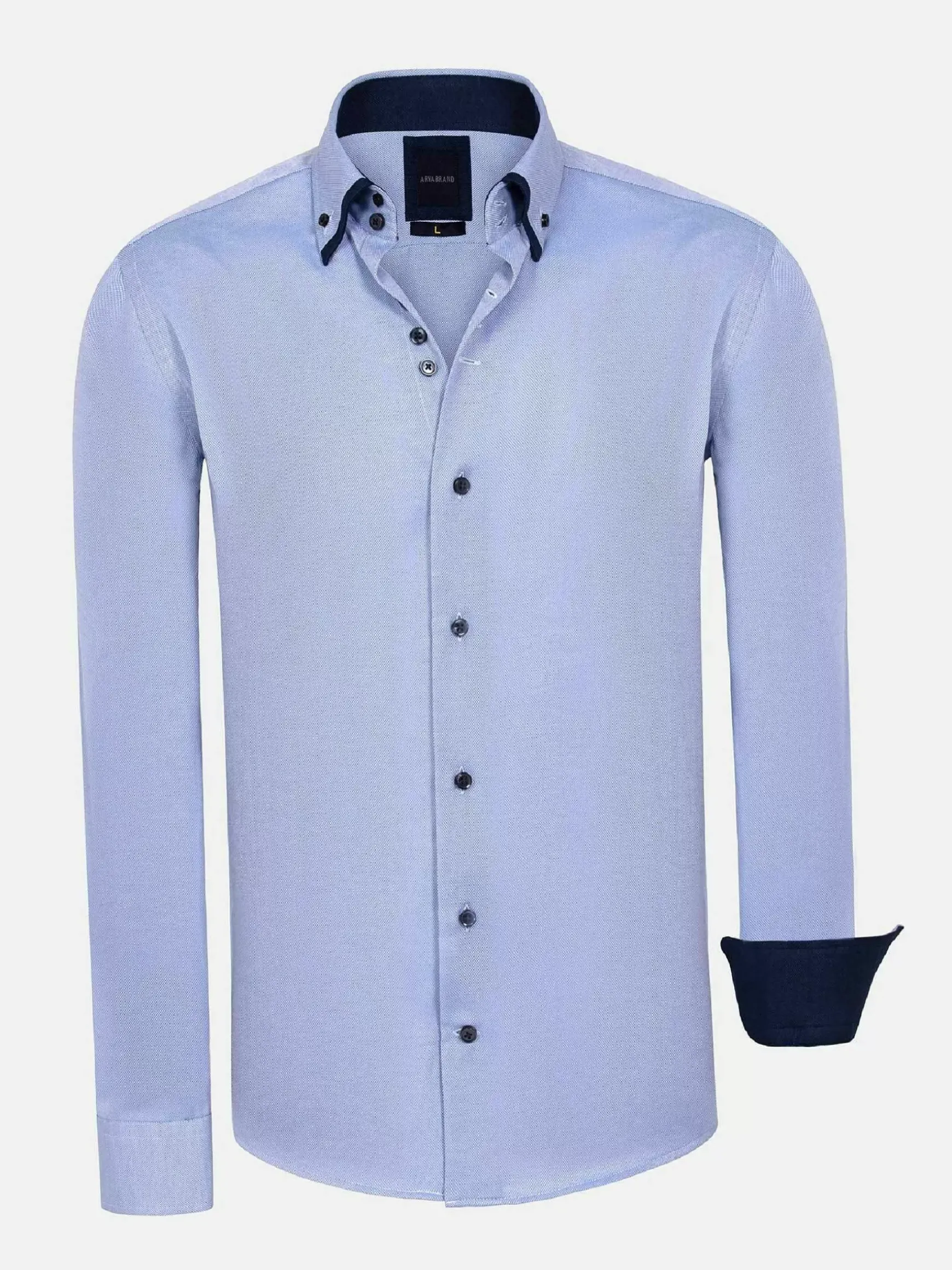 Flers Double Collar Blue Overhemd Lange Mouw