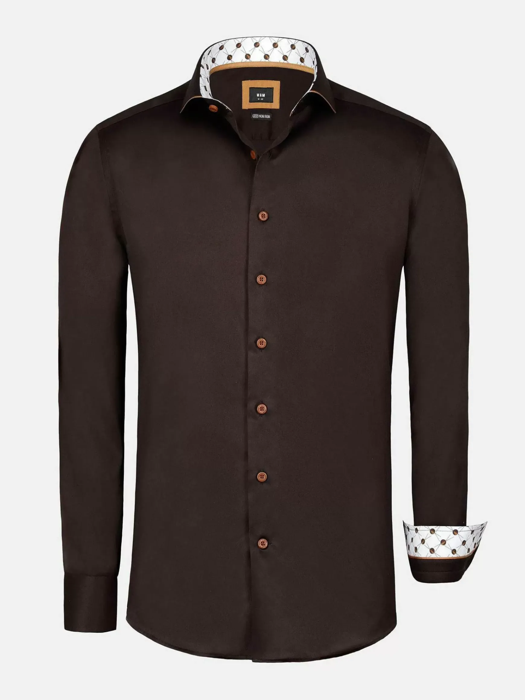 Lance Solid Brown Overhemd Lange Mouw