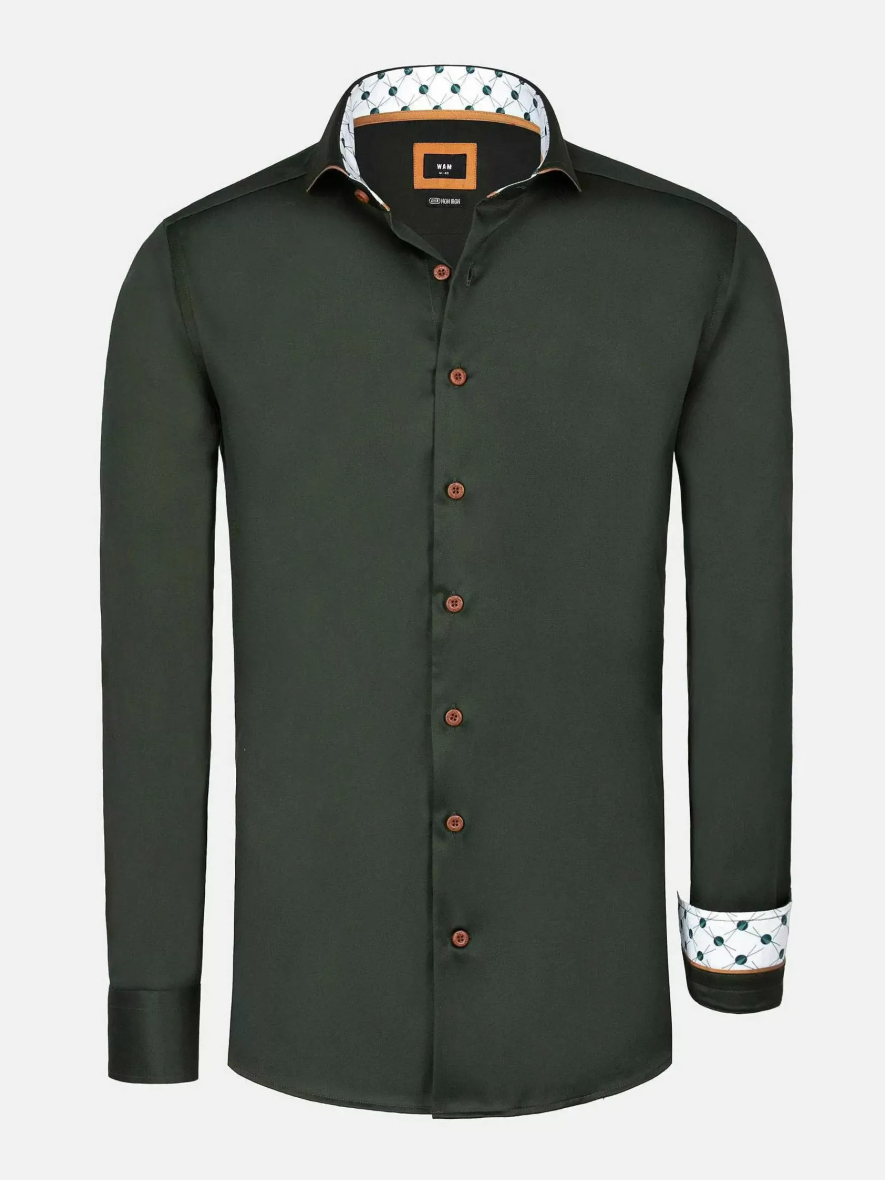 Lance Solid Dark Green Overhemd Lange Mouw