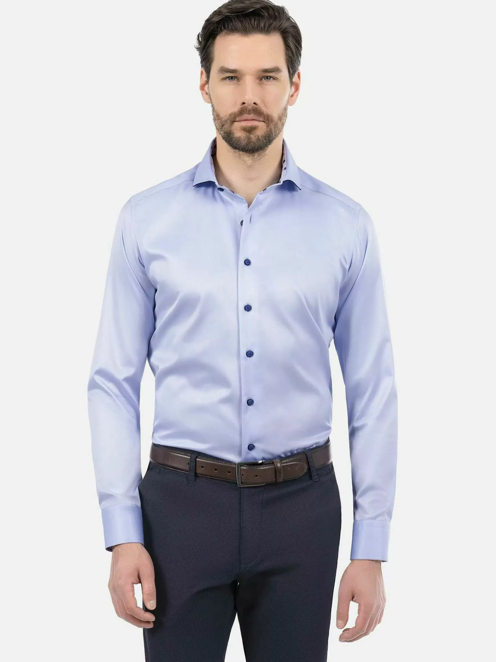 Lance Solid Light Blue Overhemd Lange Mouw
