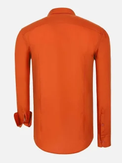 Leira Solid Dark Orange Overhemd Lange Mouw