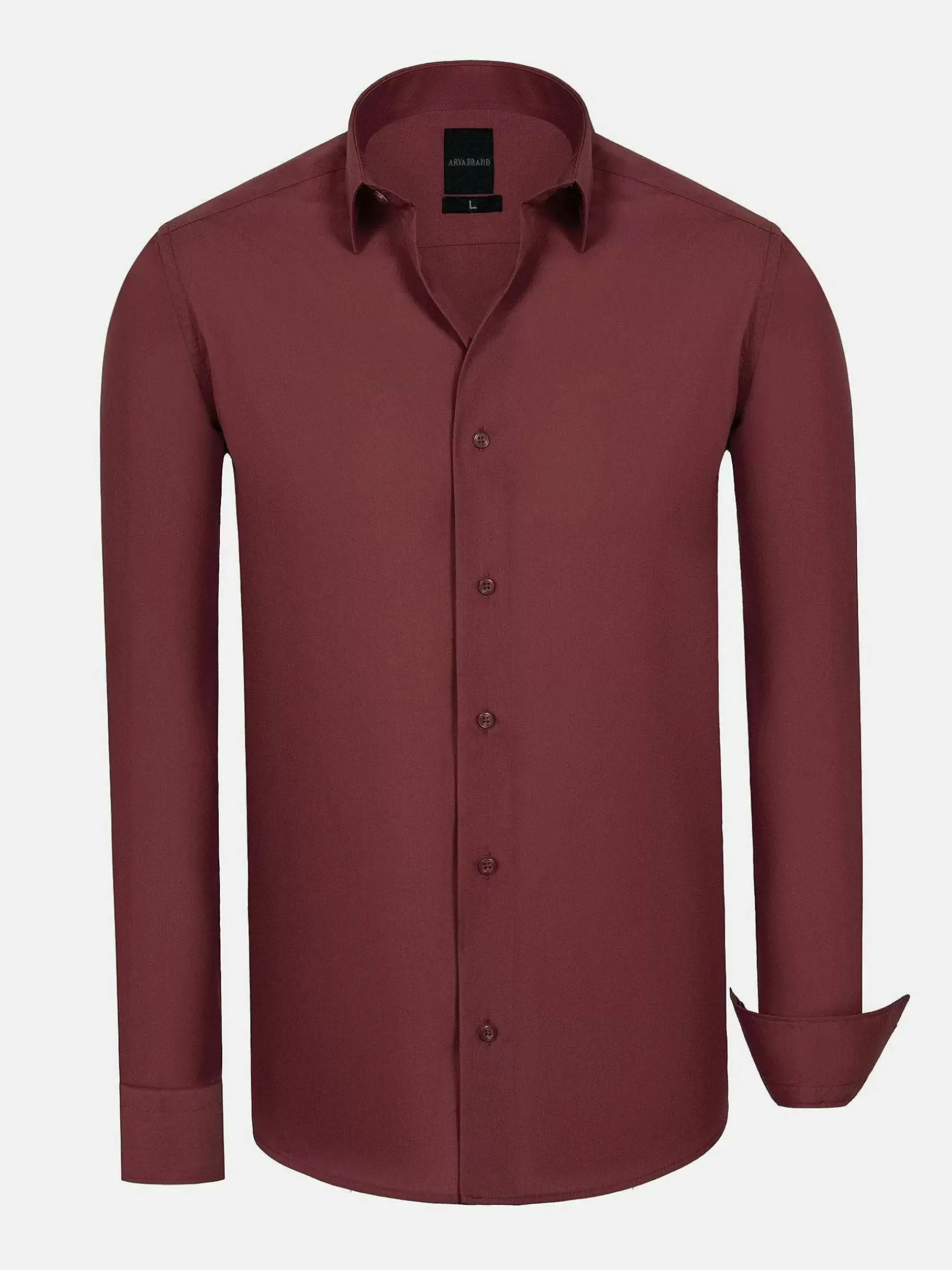 Leira Solid Dark Red Overhemd Lange Mouw