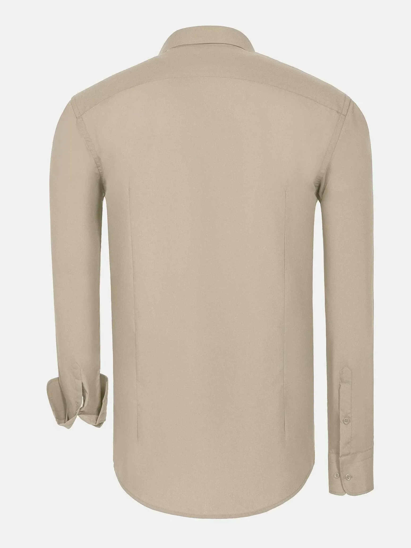 Leira Solid Light Beige Overhemd Lange Mouw