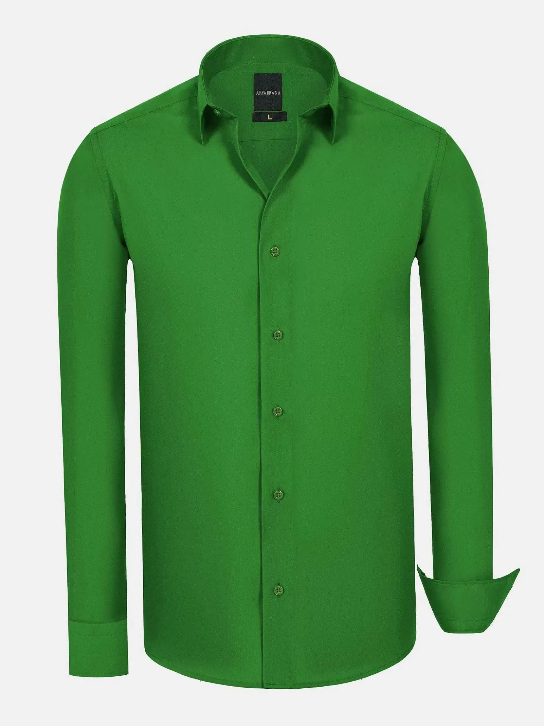 Leira Solid Light Green Overhemd Lange Mouw