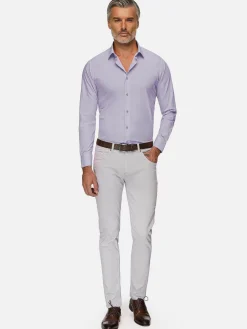 Leira Solid Lilac Overhemd Lange Mouw