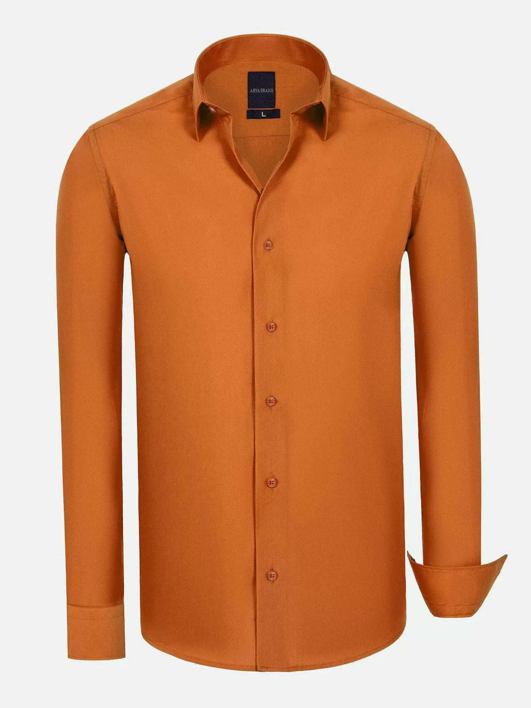 Leira Solid Orange Overhemd Lange Mouw