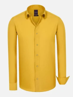 Leira Solid Yellow Overhemd Lange Mouw