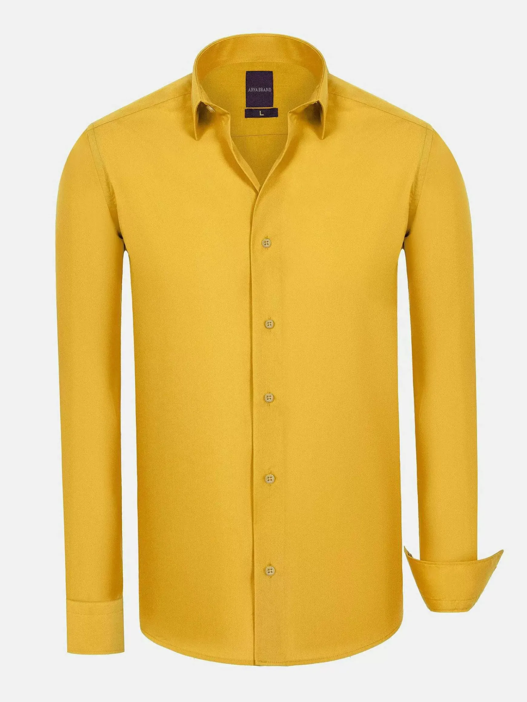 Leira Solid Yellow Overhemd Lange Mouw