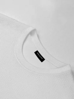 Lucas Pique Knit White T-Shirt