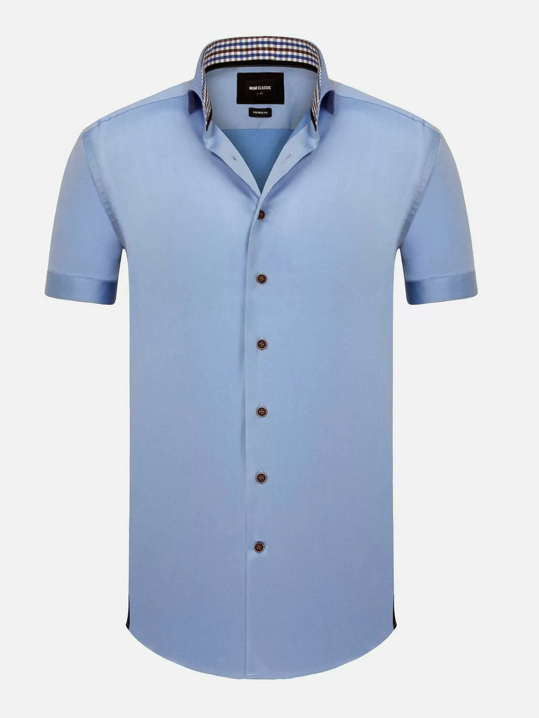 Owen Tailored Fit Blue Overhemd Korte Mouw