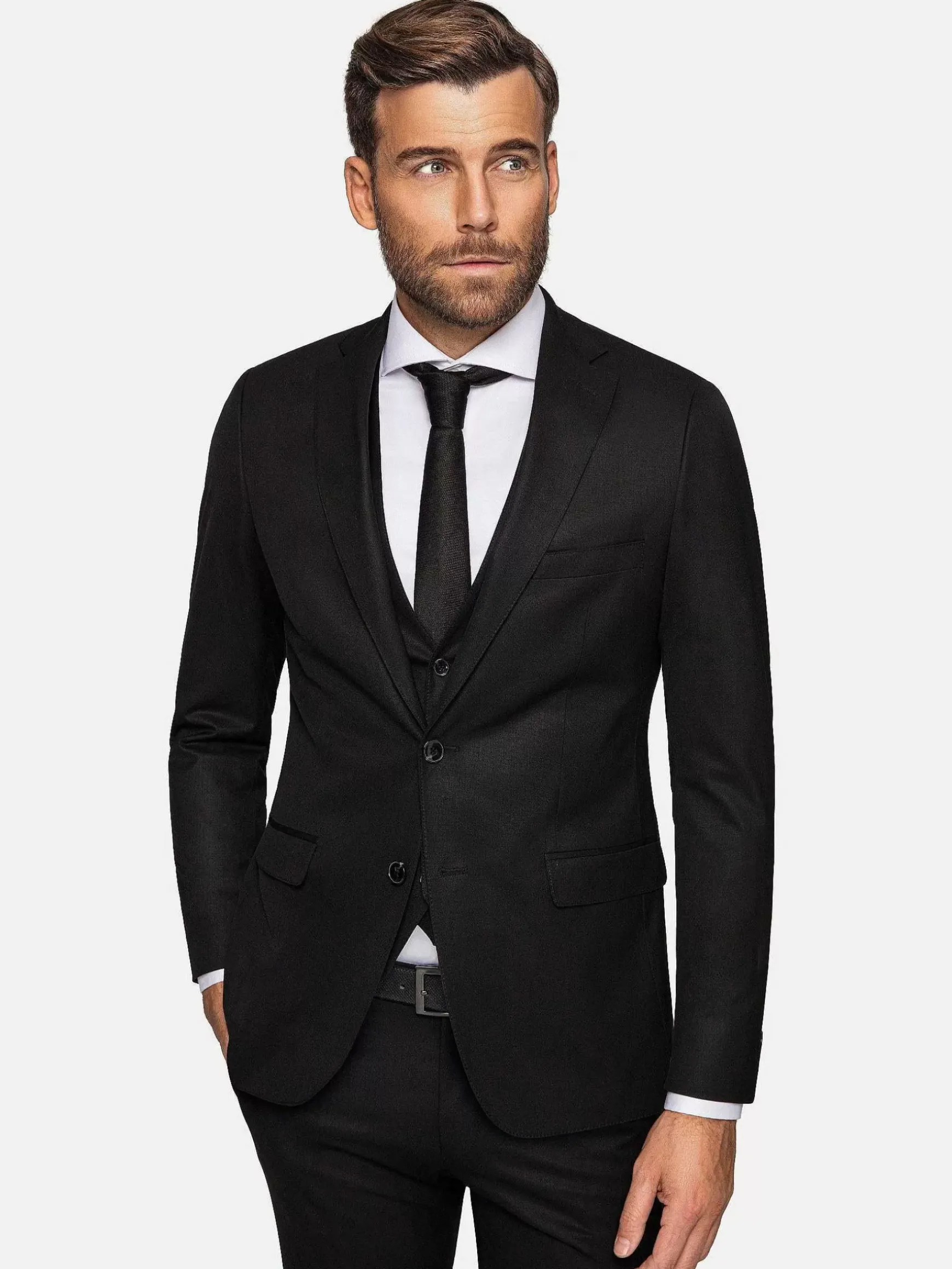 Scottsville Notch Lapel Black Suit Colbert