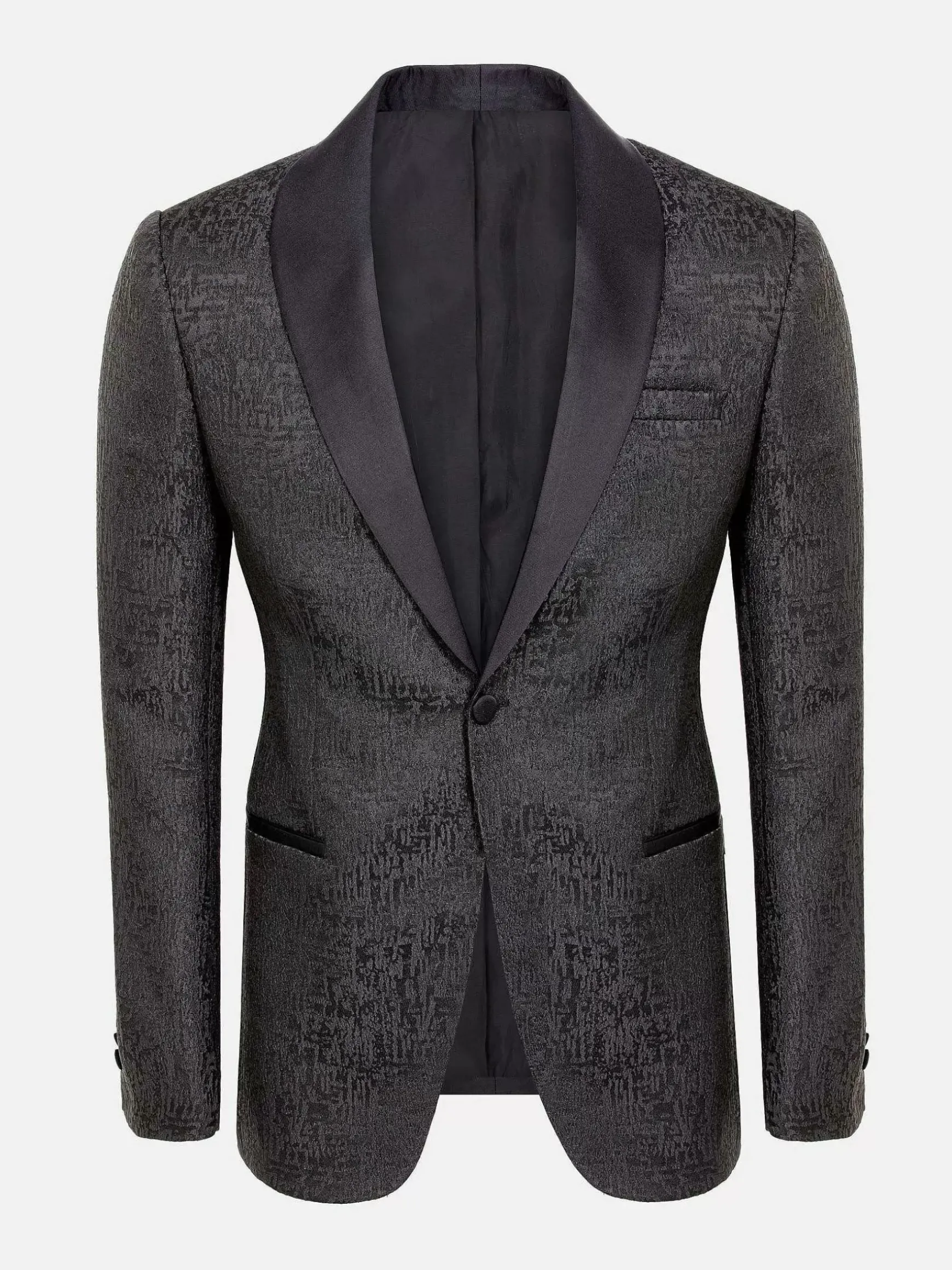 Slim Fit Textured Black Tuxedo Colbert