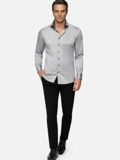 Terrassa Solid Grey Overhemd Lange Mouw