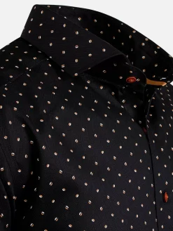 Verdantia Coffee Bean Pattern Black Overhemd Lange Mouw