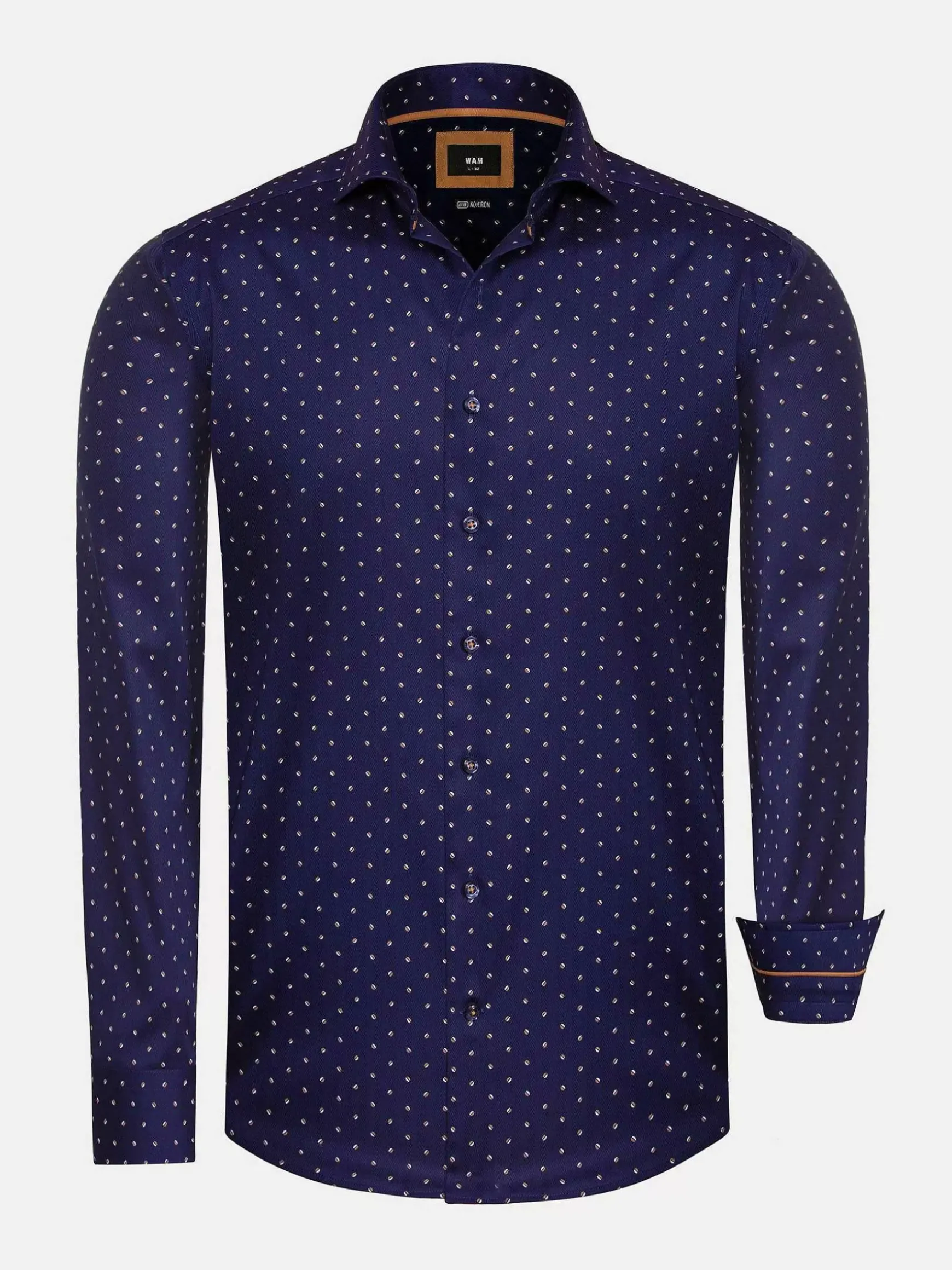 Verdantia Coffee Bean Pattern Navy Overhemd Lange Mouw