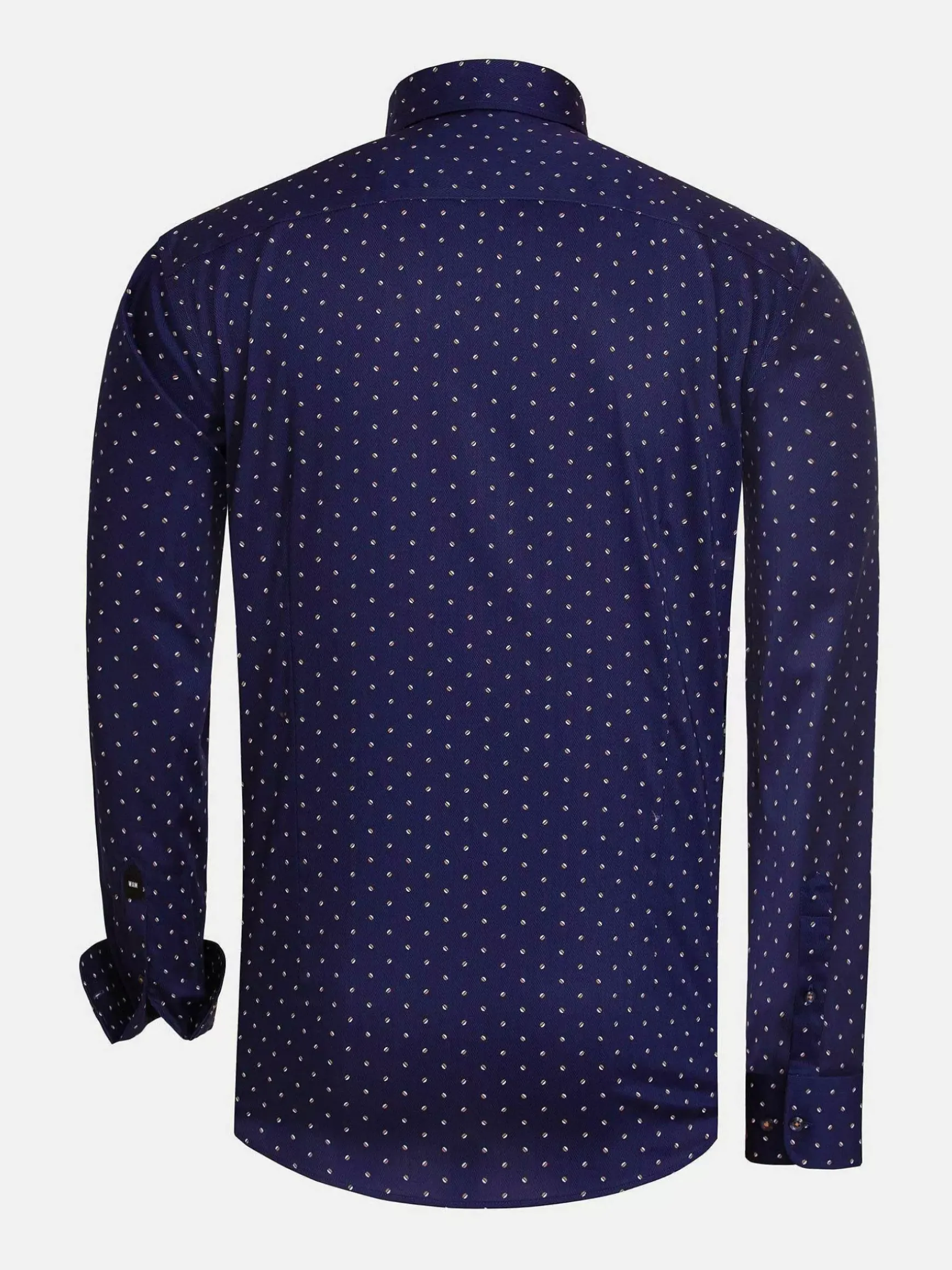 Verdantia Coffee Bean Pattern Navy Overhemd Lange Mouw